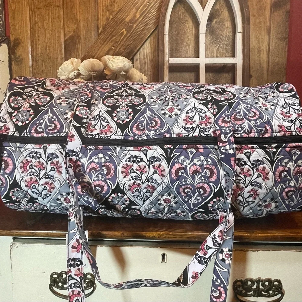Vera Bradley Ornate Blooms Floral Large Traveler Duffel Bag Tote NWT New - Picture 8 of 13